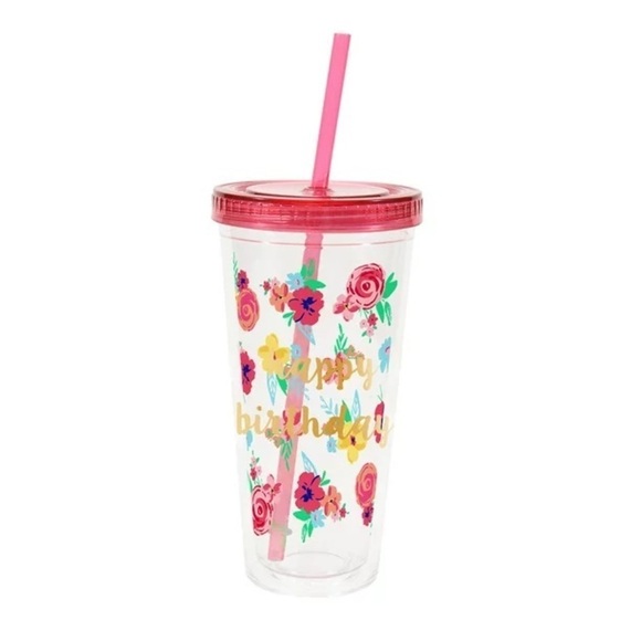 💋 New Pioneer Woman Happy Birthday 24-Ounce Tumbler, Pink & Pretty Blue - Picture 6 of 8